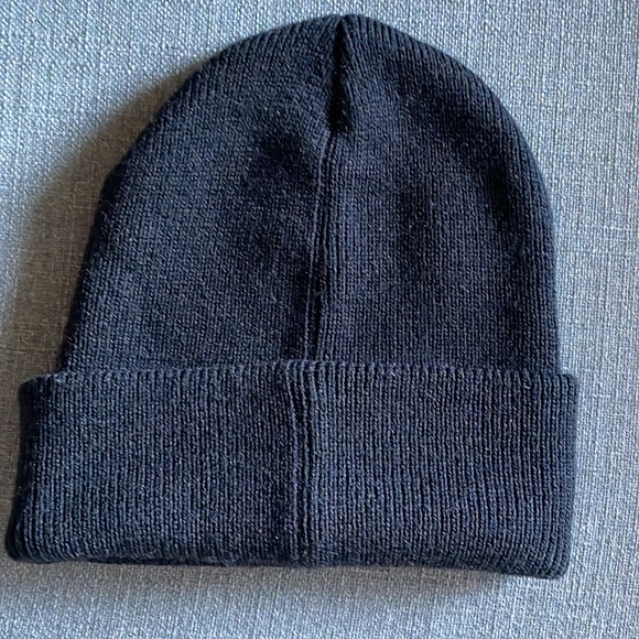 Pink Victoria Secret black Ribbed Beanie hat Pink in cursive font - Picture 2 of 4